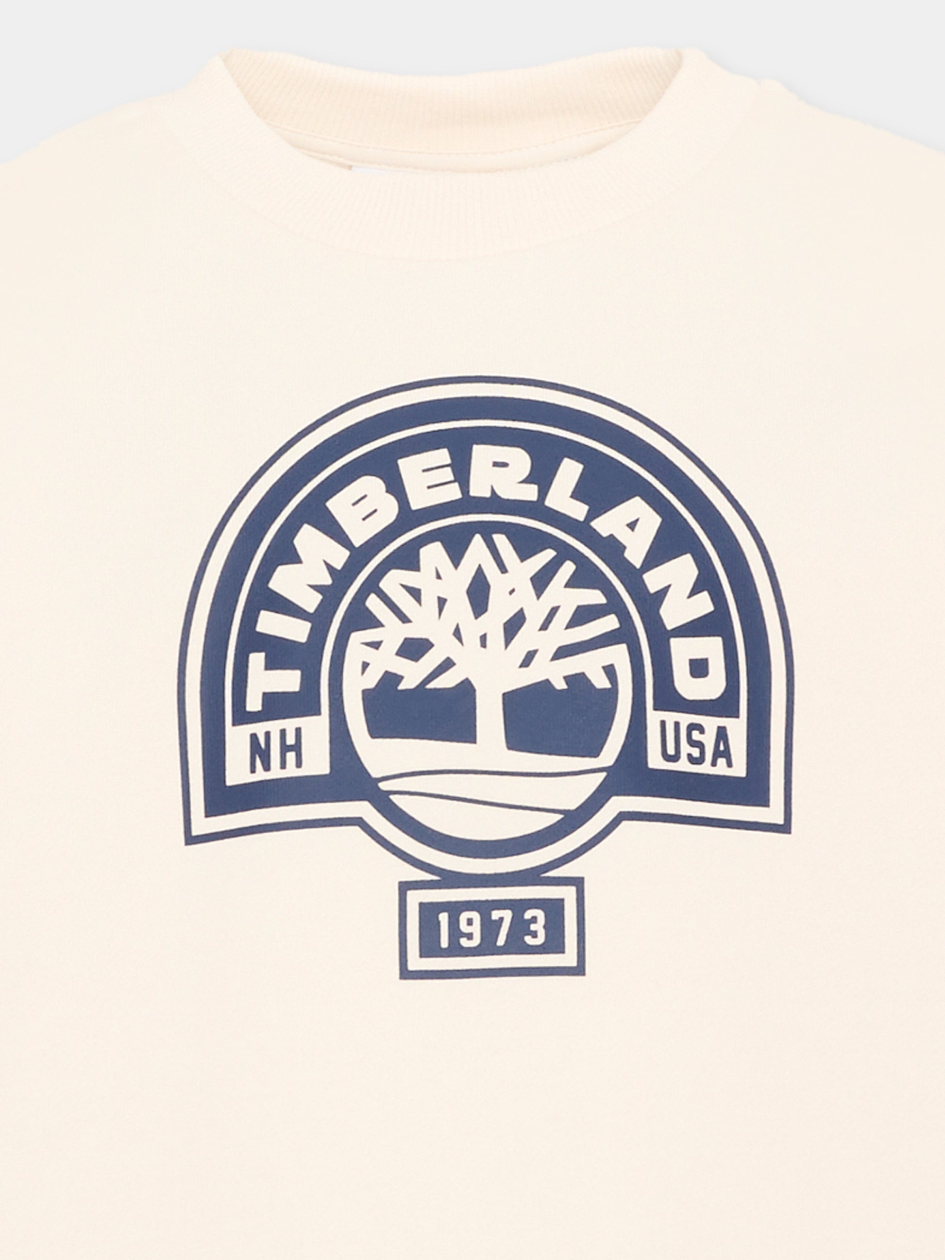 Felpa avorio per bambino con logo,Timberland,T60811 127