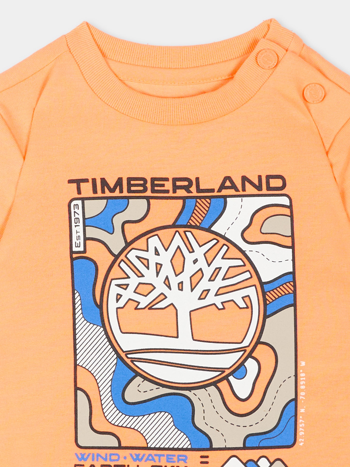 T-Shirt arancione per bambino con logo,Timberland,T60851 42Y