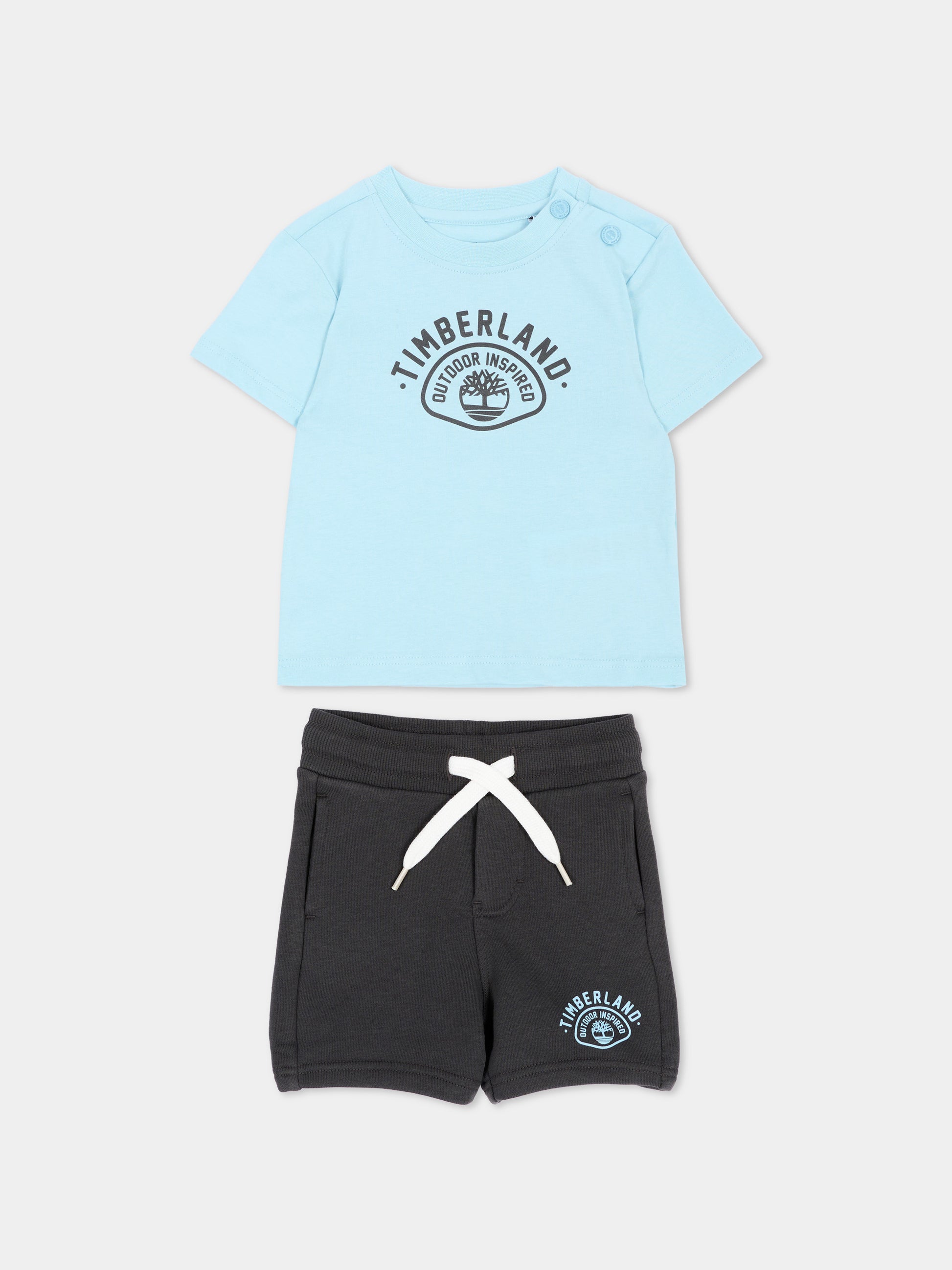 Completo sportivo celeste per neonato con logo,Timberland,T60859 77B