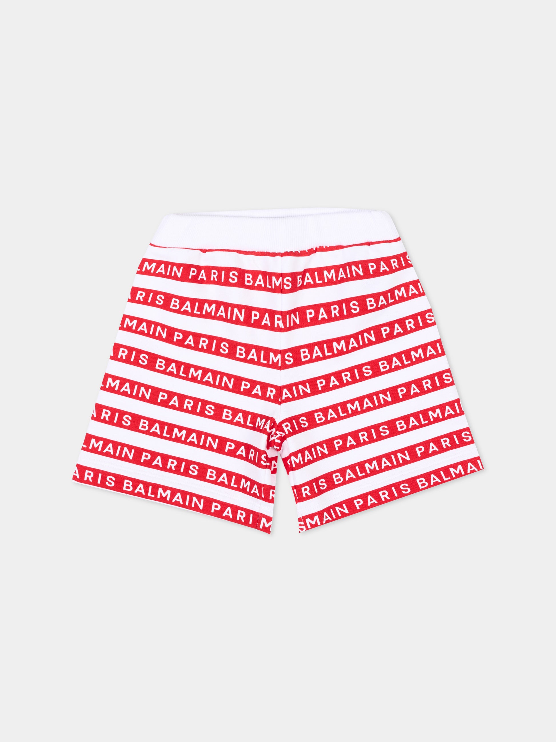Shorts sportivi rossi per neonati con logo,Balmain Kids,BU6589 Z1909 100RO