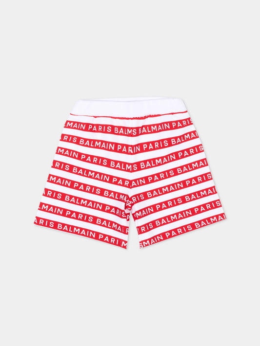 Shorts sportivi rossi per neonati con logo,Balmain Kids,BU6589 Z1909 100RO