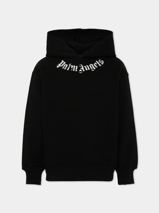 Felpa con cappuccio nera con logo,Palm Angels,PBBB012S26FLE003 110