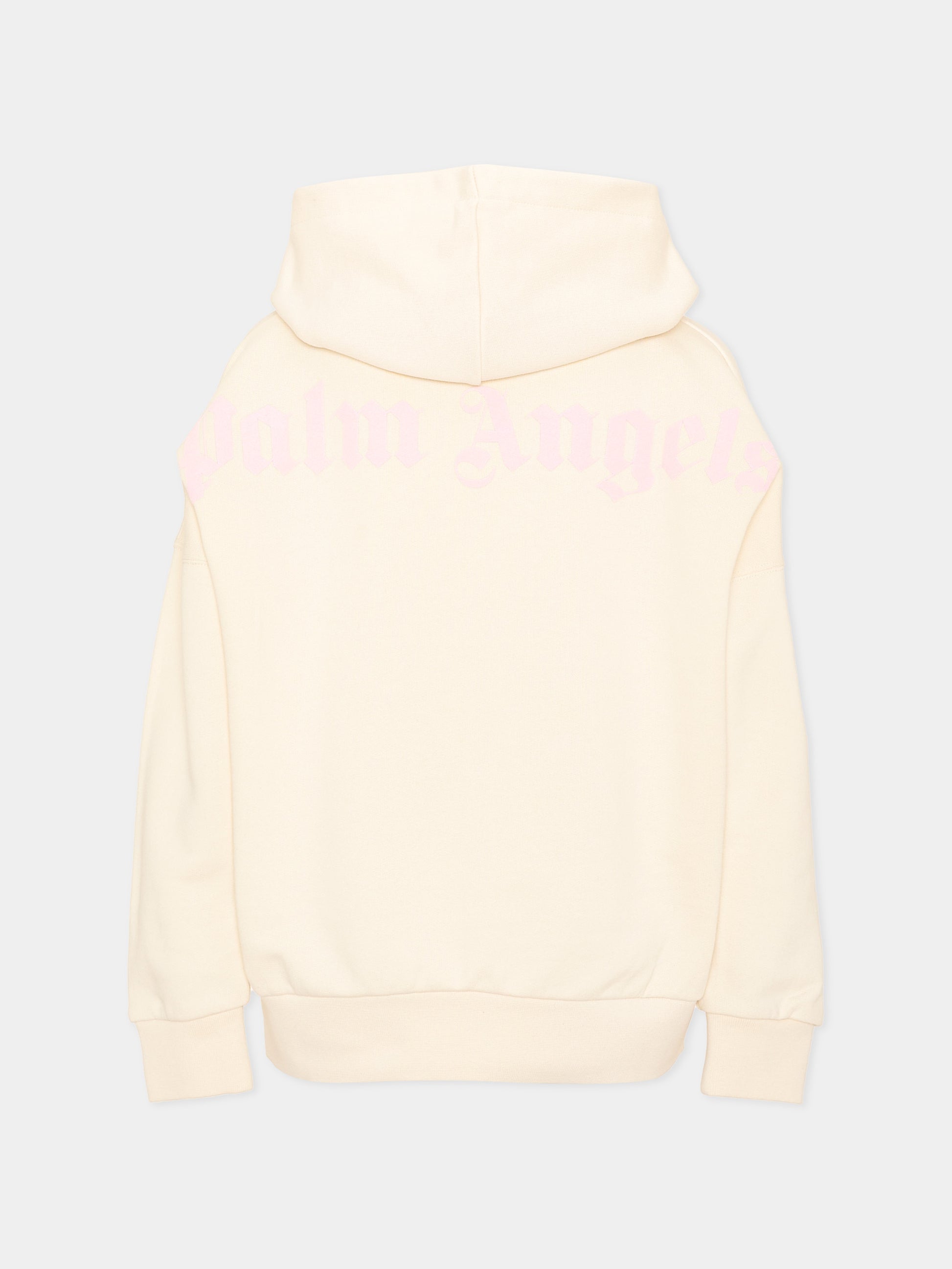 Felpa con cappuccio avorio logo,Palm Angels,PGBB014S26FLE001 002