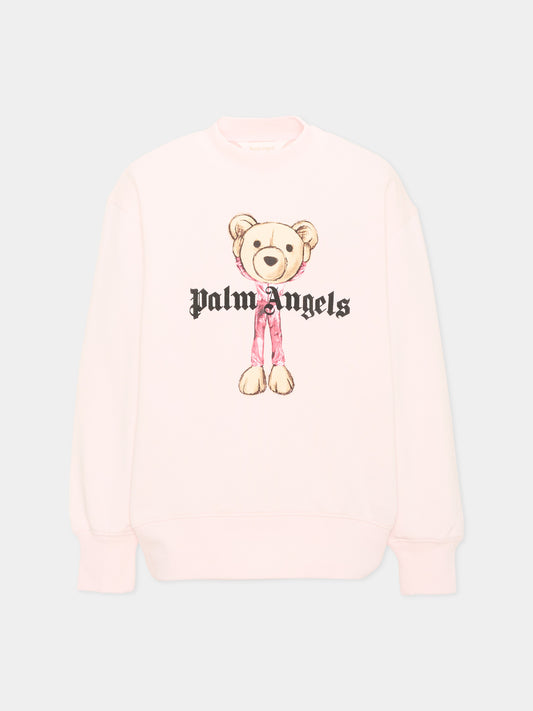 Felpa rosa per bambina con teddy bear,Palm Angels,PGBA013S26FLE00A 042