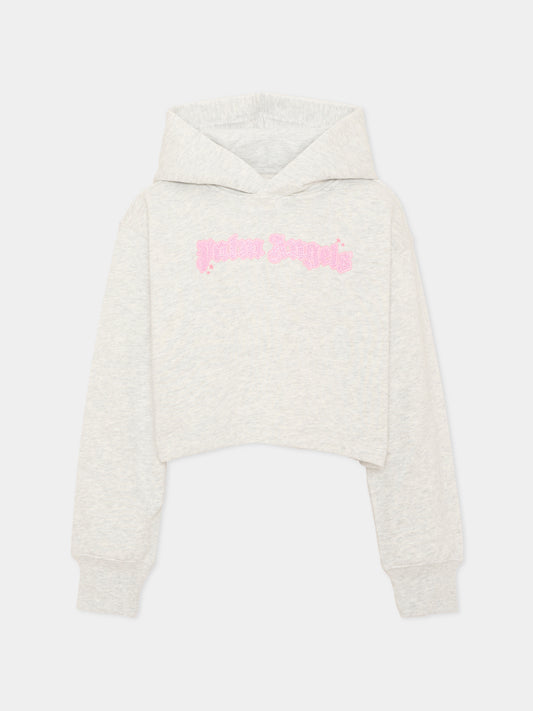 Felpa con cappuccio grigia con logo,Palm Angels,PGBB006S26FLE001 101