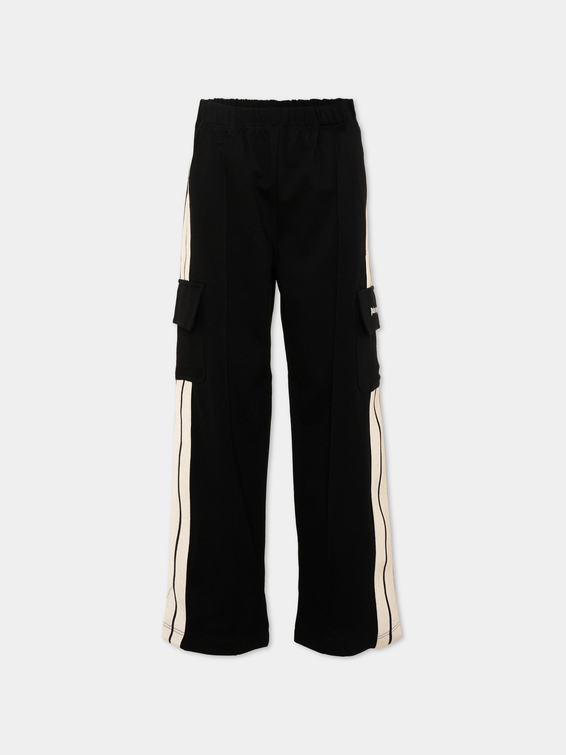 Pantalone nero per bambina cargo,Palm Angels,PGCJ011S26FLE001 110