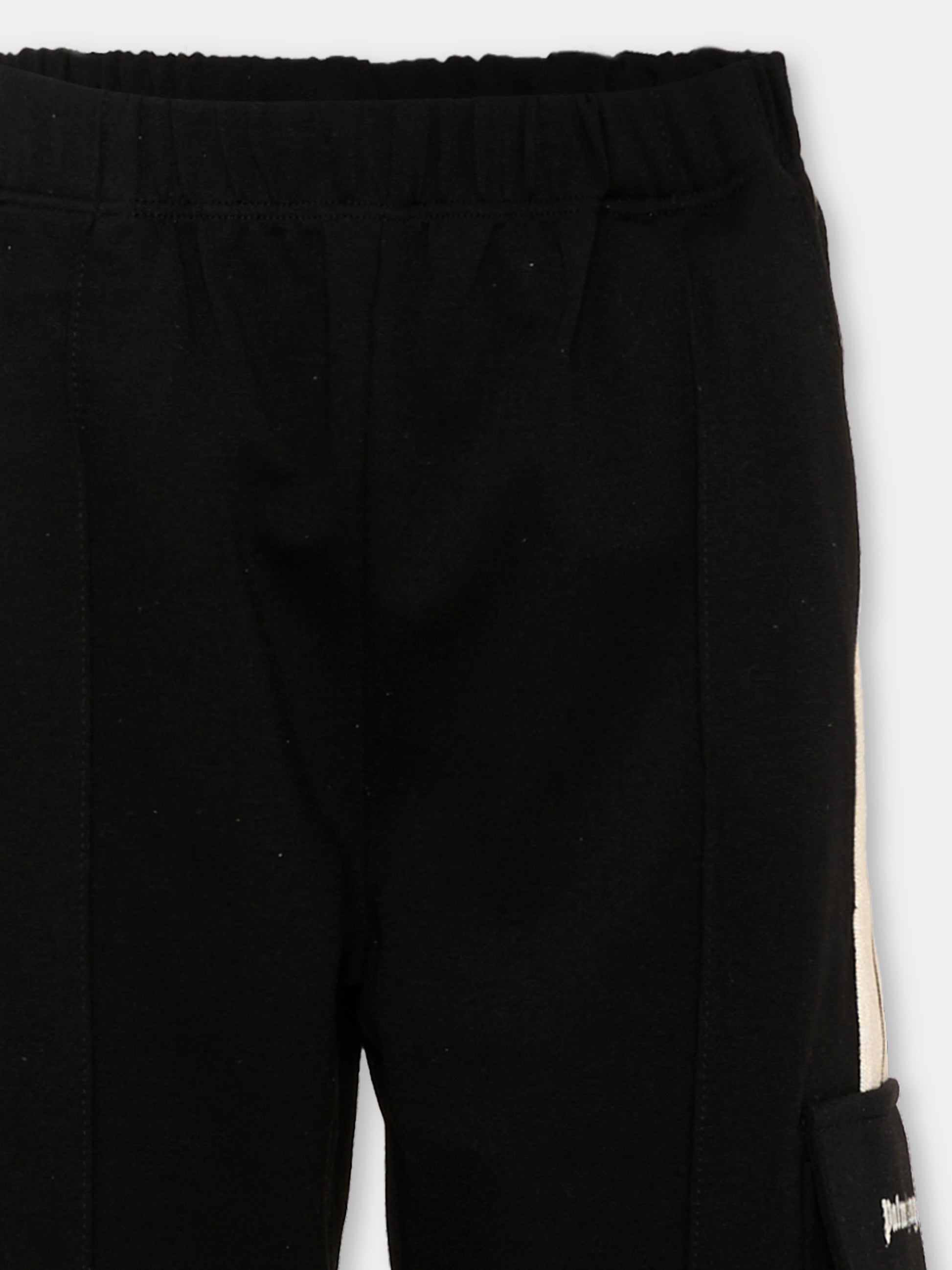 Pantalone nero per bambina cargo,Palm Angels,PGCJ011S26FLE001 110