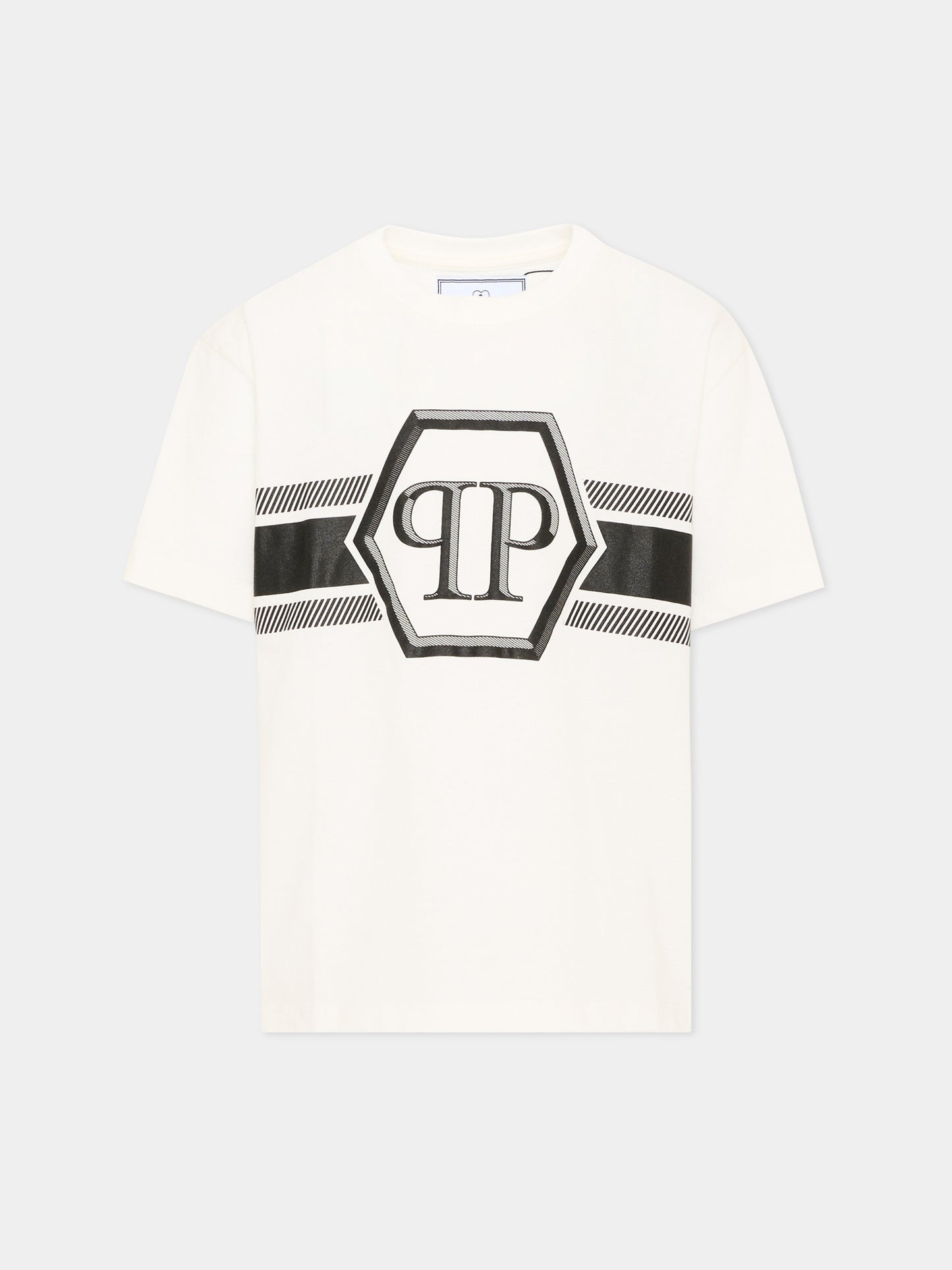 T-shirt avorio per bambino con logo,Philipp Plein Junior,S6PHJBTH054 002