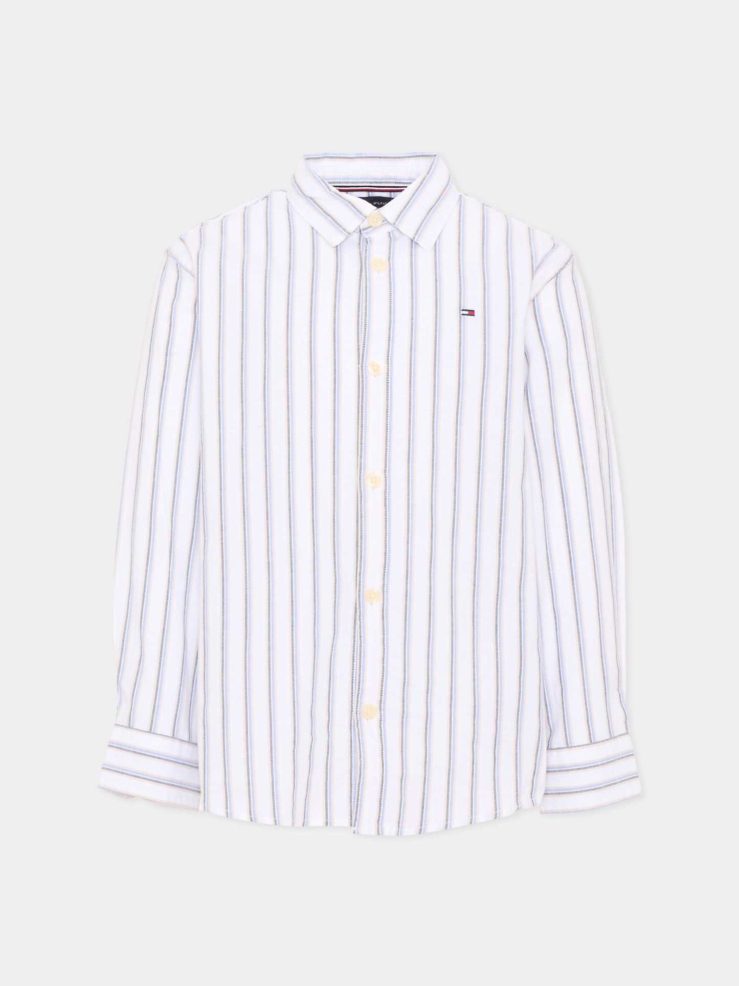 Camicia a manica lunga bianca a righe per bambino,Tommy Hilfiger Junior,KB0KB10066 YBR