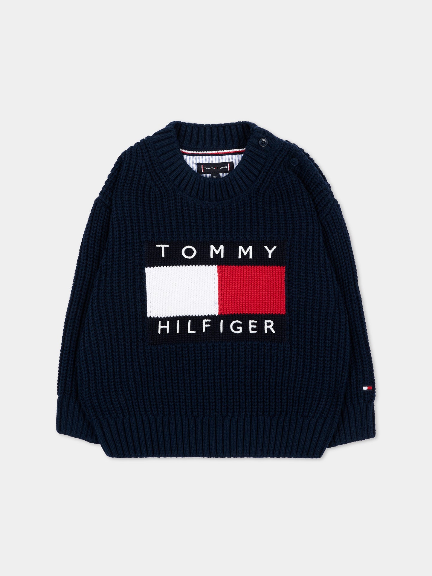 Maglione blu per neonati con logo,Tommy Hilfiger Junior,KB0KB10071 C1G_