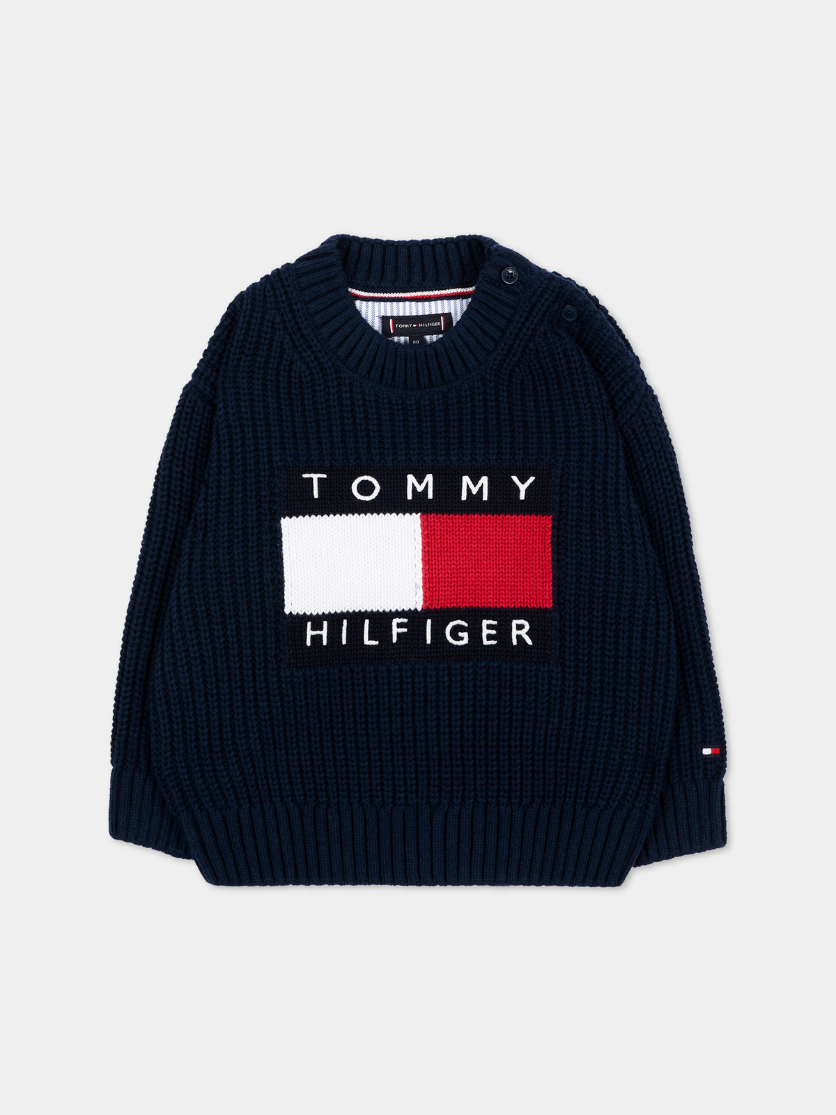Maglione blu per neonati con logo,Tommy Hilfiger Junior,KB0KB10071 C1G_