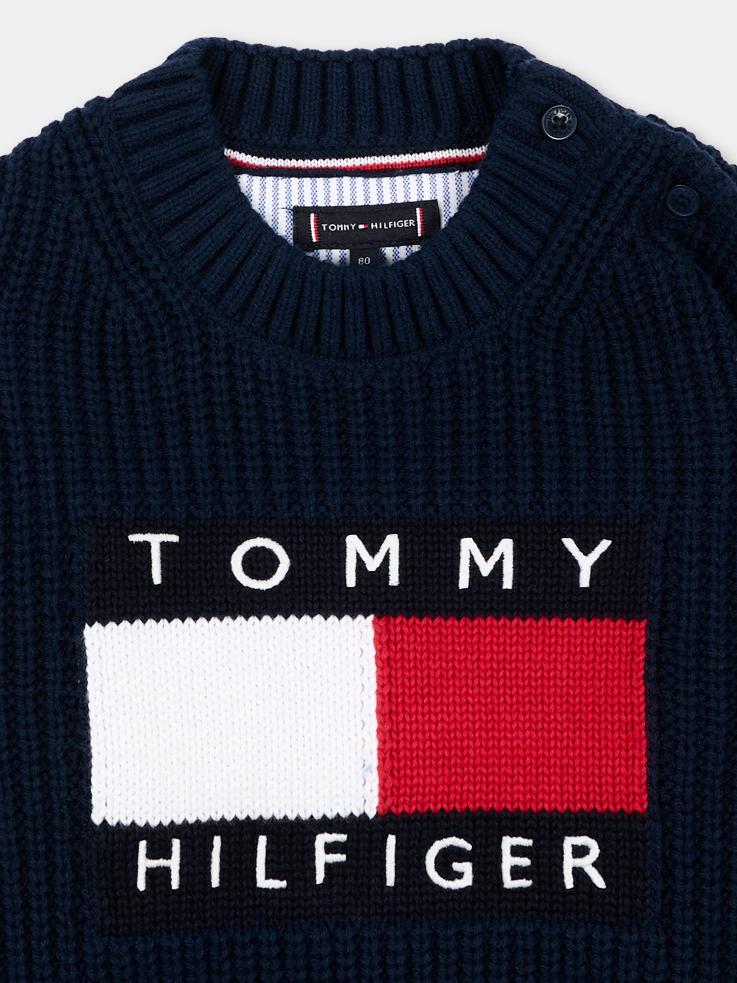 Maglione blu per neonati con logo,Tommy Hilfiger Junior,KB0KB10071 C1G_