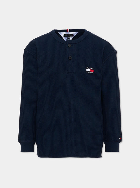 Maglione blu per bambini con logo,Tommy Hilfiger Junior,KB0KB10166 C1G
