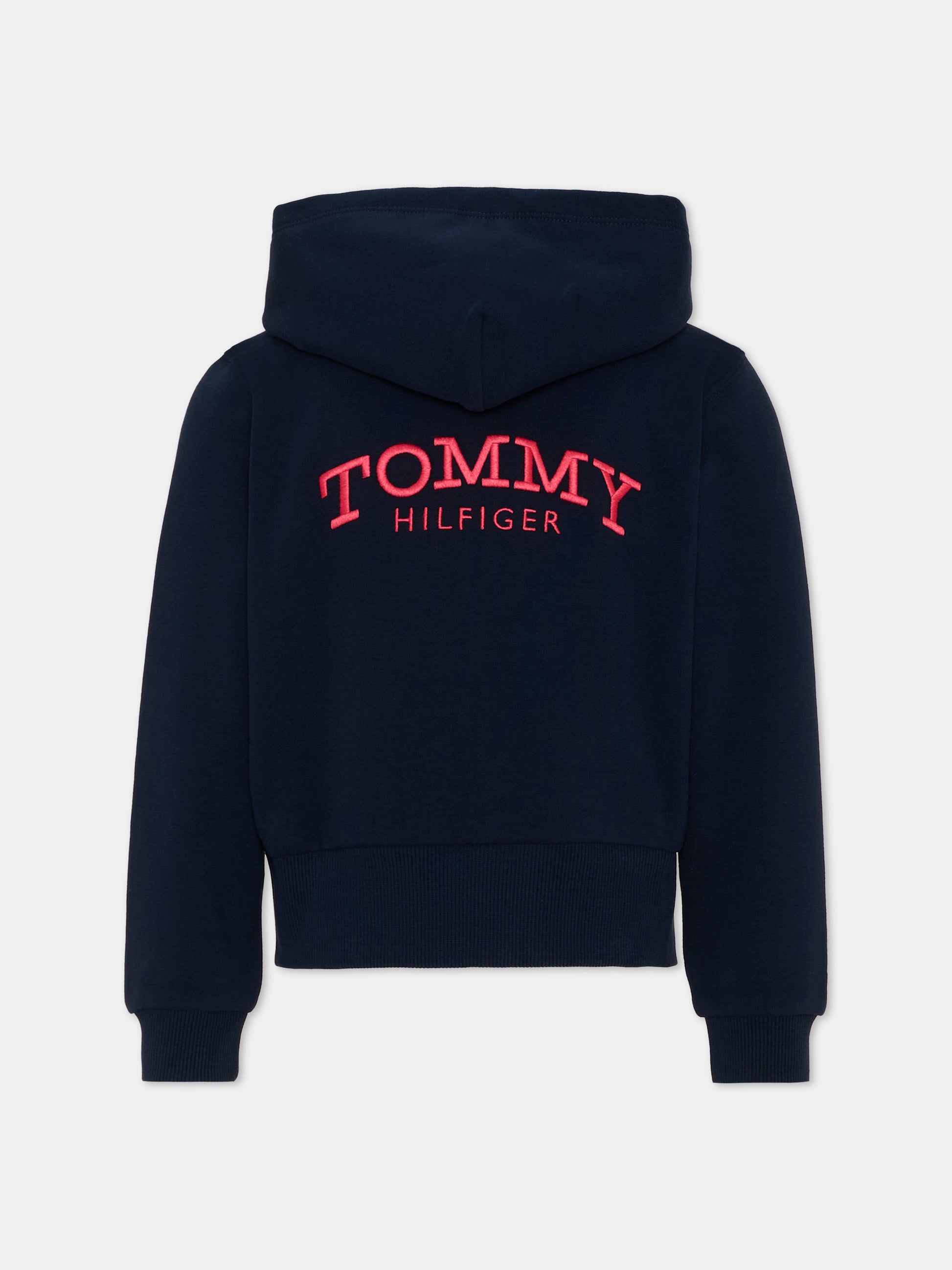 Felpa con cappuccio blu per bambina logo,Tommy Hilfiger Junior,KG0KG08988 C1G