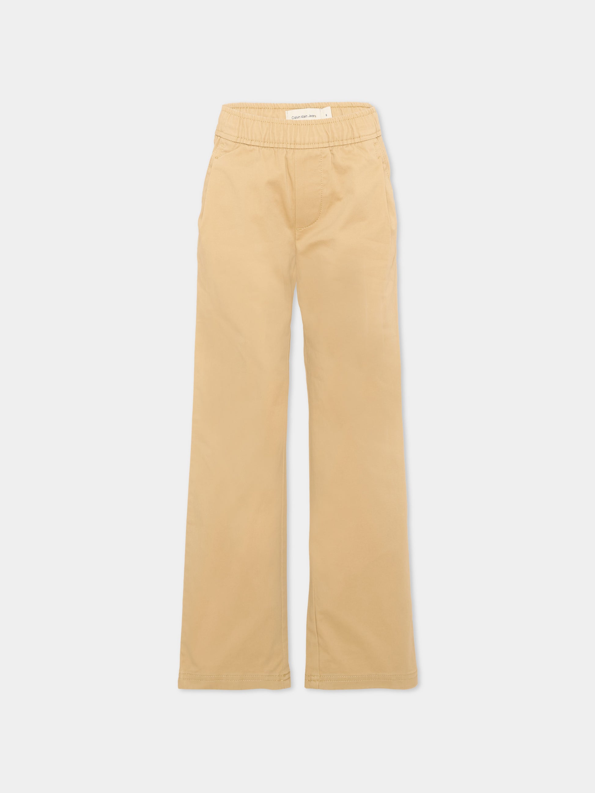 Pantalone beige per bambina con vita elasticizzata,Calvin Klein Kids,IB0IB02604 ACA