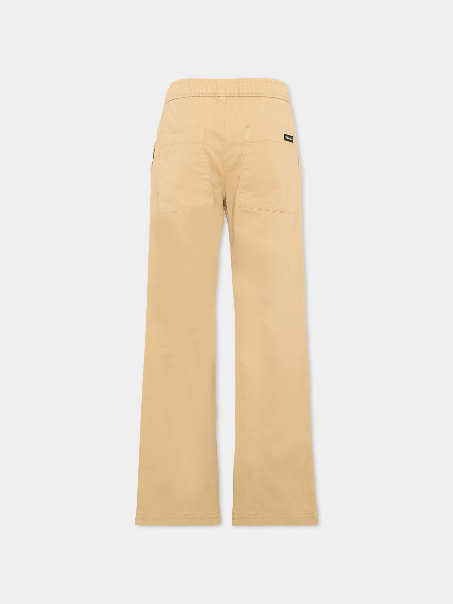 Pantalone beige per bambina con vita elasticizzata,Calvin Klein Kids,IB0IB02604 ACA
