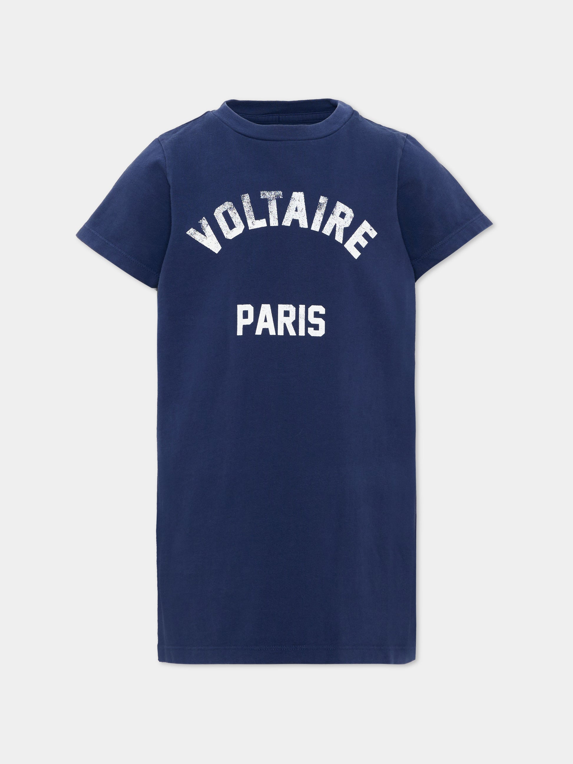 Vestito blu per bambina con logo,Zadig & Voltaire Kids,X60543 84N