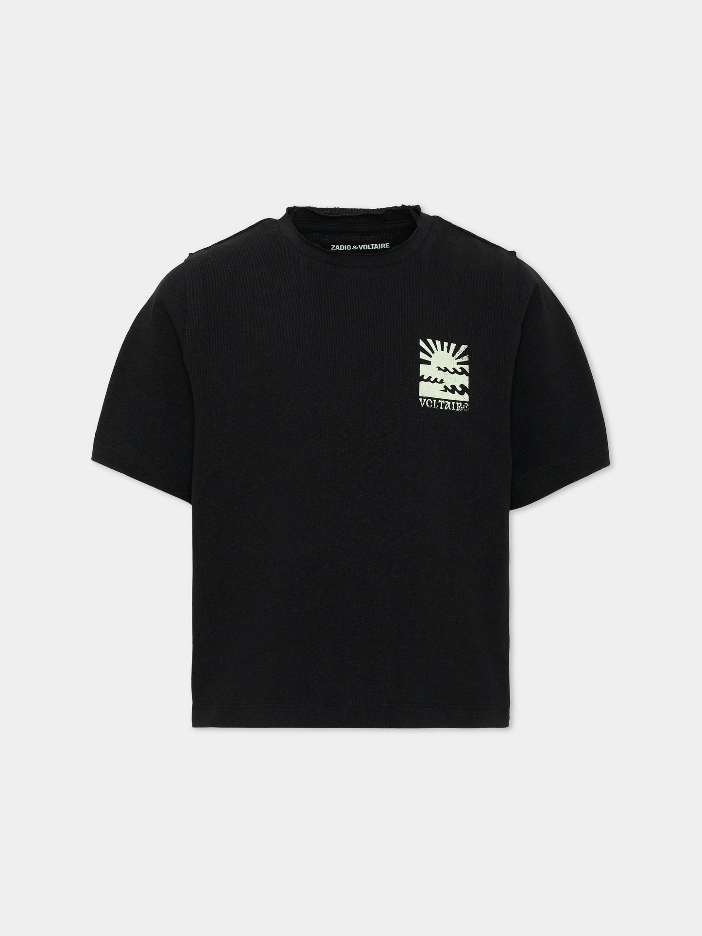 T-Shirt nera per bambina con stampa,Zadig & Voltaire Kids,X60582 09B