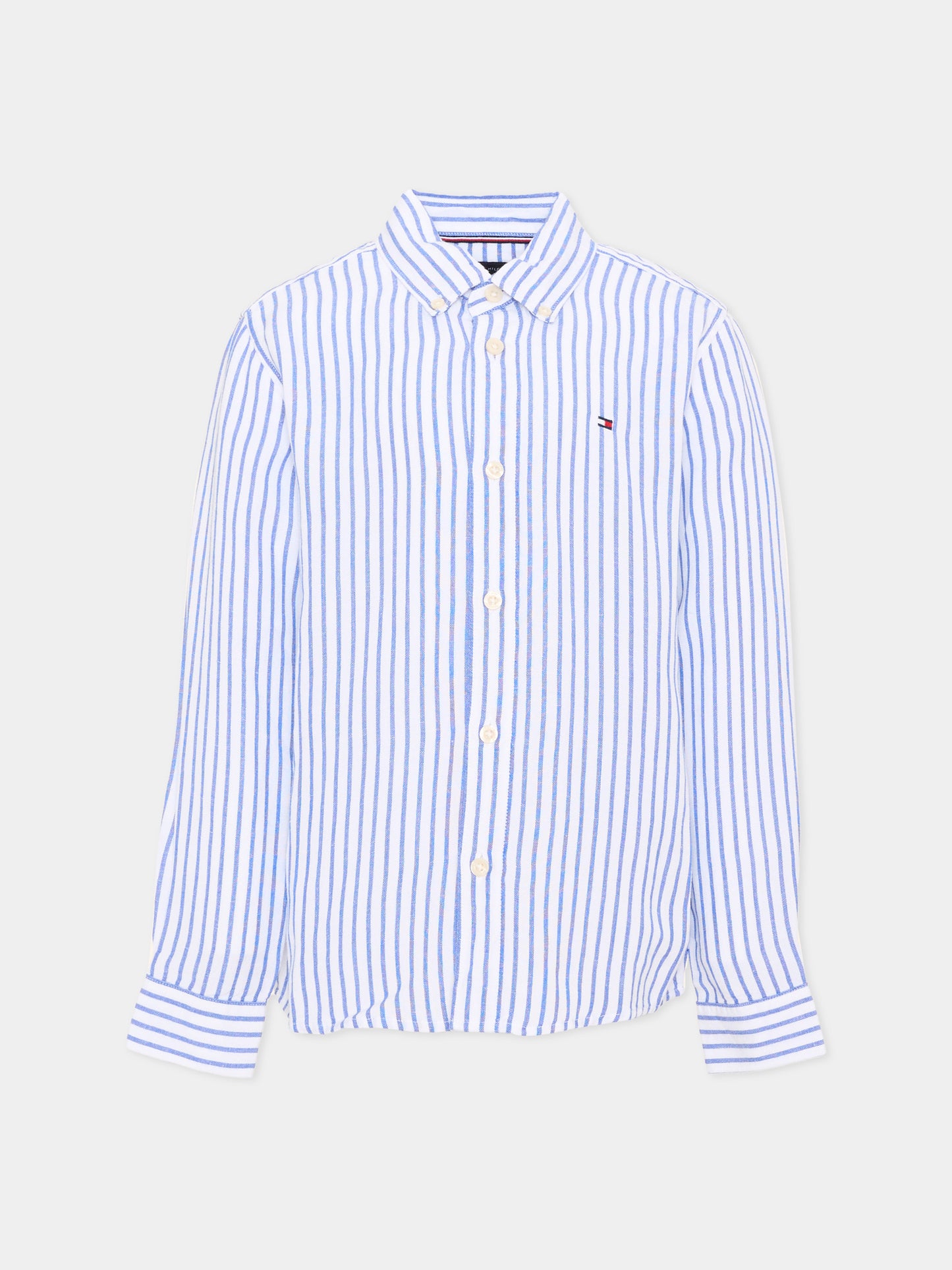 Camicia a manica lunga azzurra per bambino a righe,Tommy Hilfiger Junior,KB0KB09630 C6H
