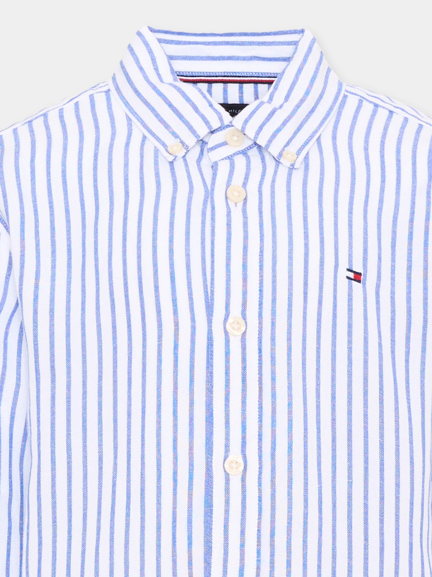 Camicia a manica lunga azzurra per bambino a righe,Tommy Hilfiger Junior,KB0KB09630 C6H