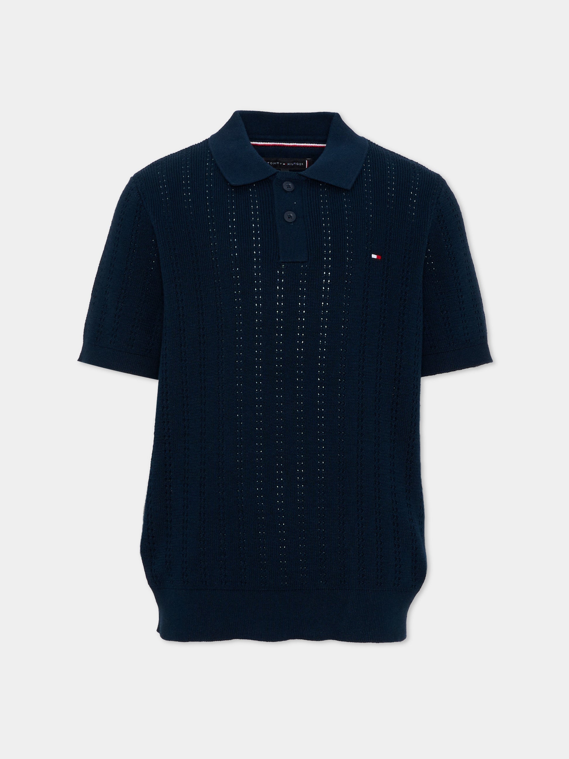 Polo a manica corta blu per bambino,Tommy Hilfiger Junior,KB0KB10251 C1G