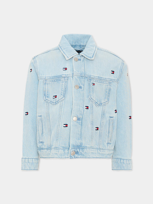 Giubbotto di jeans denim per bambini logo,Tommy Hilfiger Junior,KB0KB10397 1AA