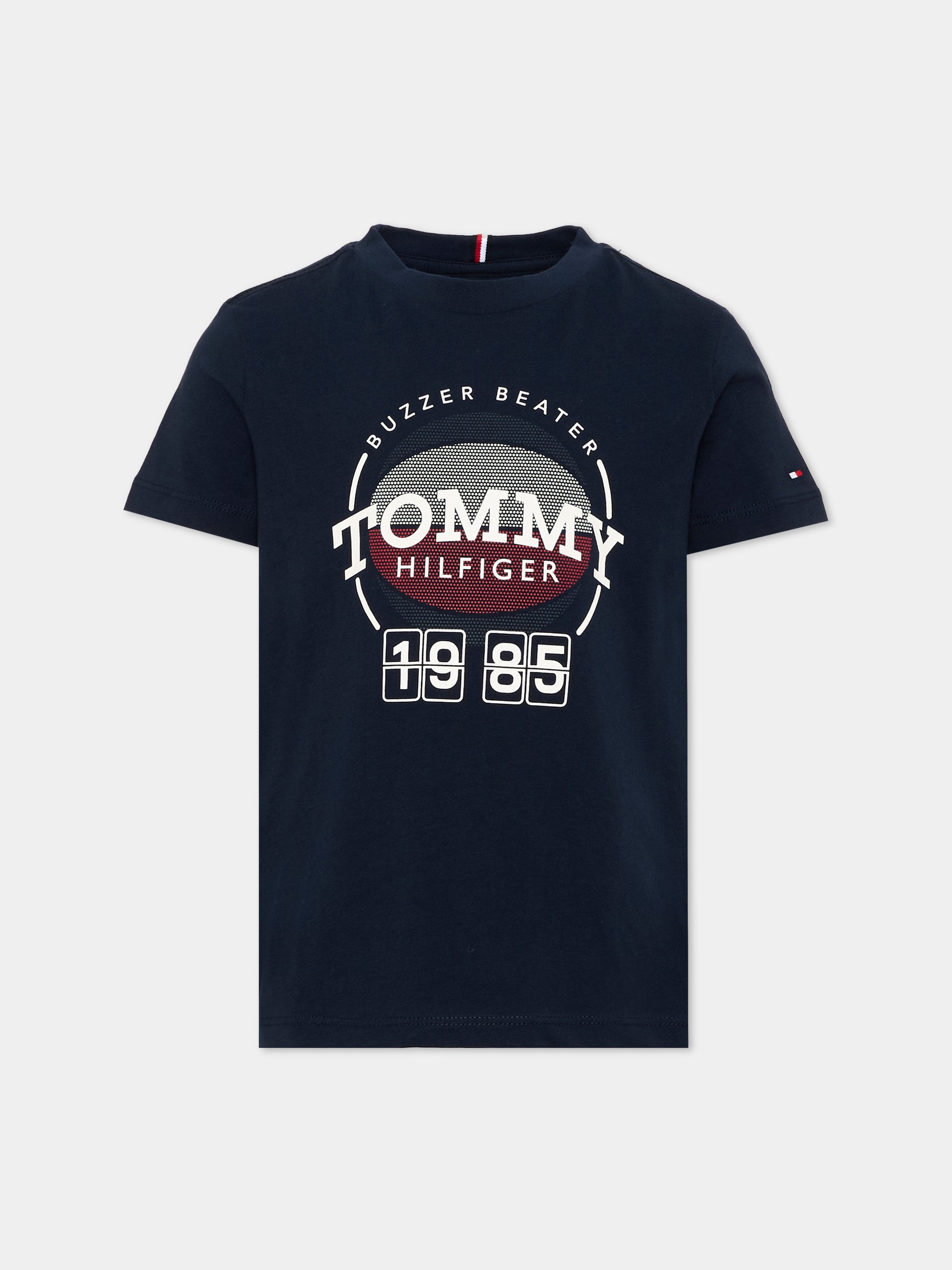 T-shirt a manica corta blu per bambino logo,Tommy Hilfiger Junior,KB0KB10277 C1G