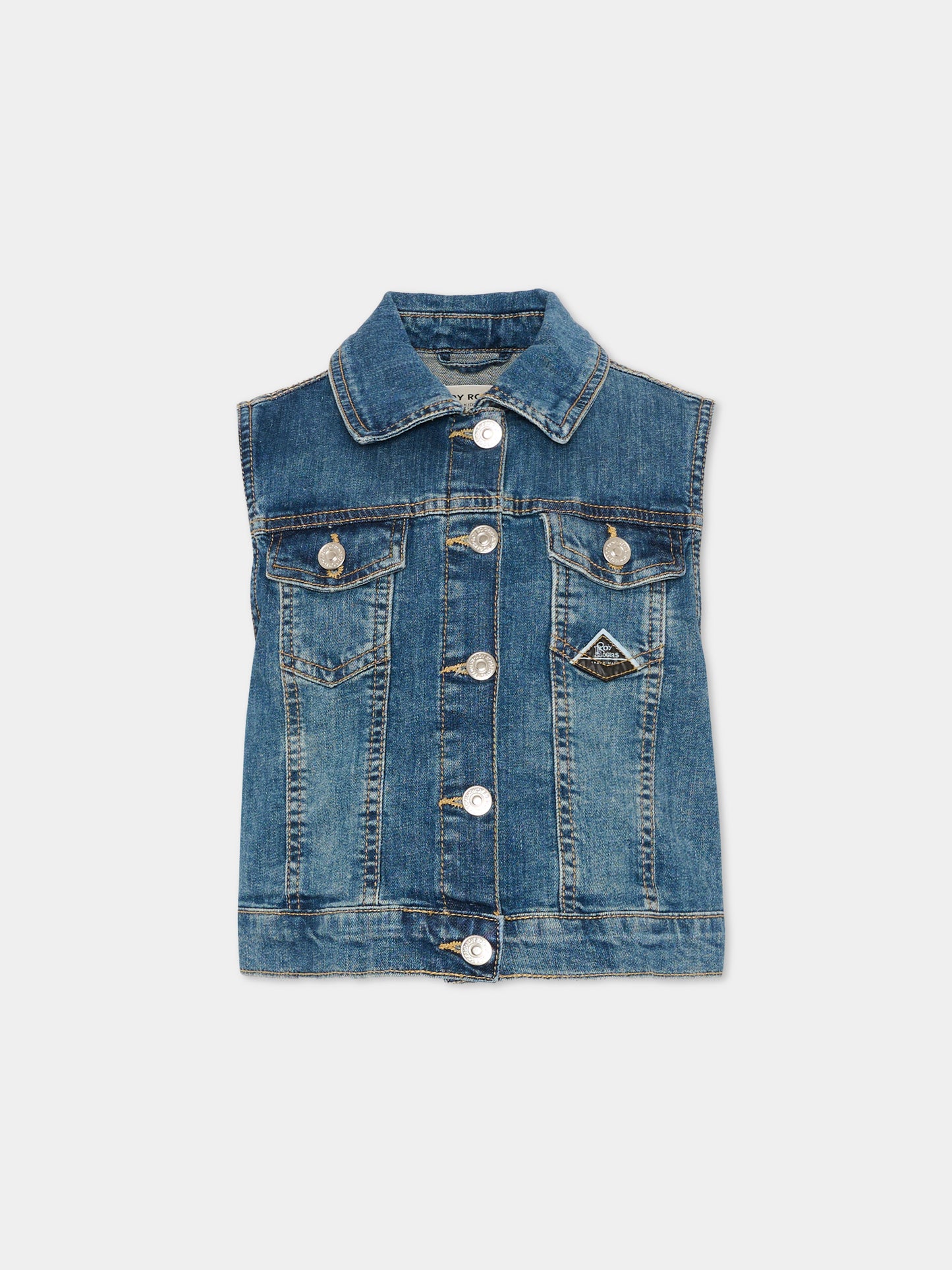Gilet denim per bambina con logo,Roy Roger's Kids,RG152 0 7028