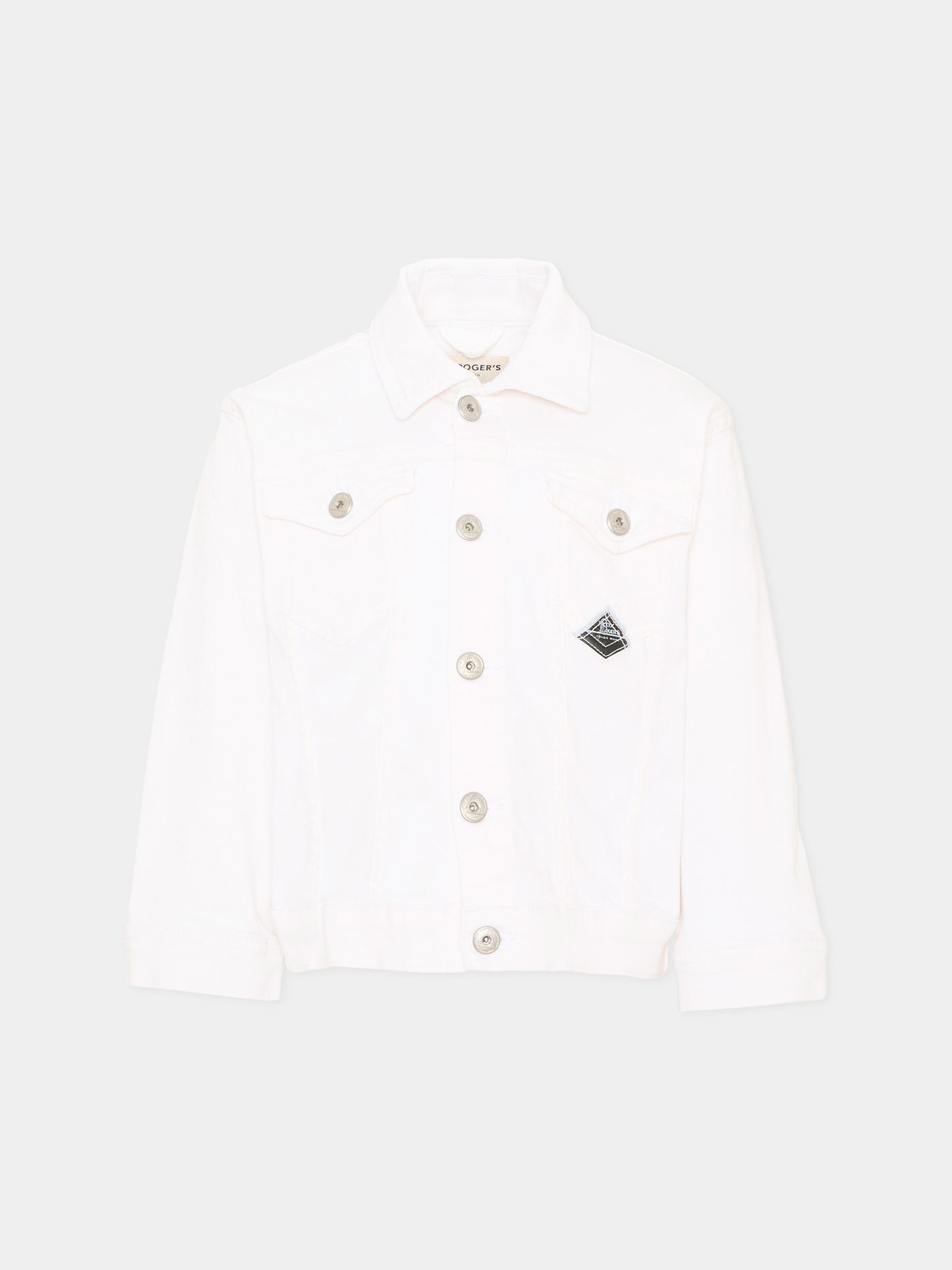 Giubbotto Di Jeans bianco per bambino con logo,Roy Roger's Kids,RG111 0 113