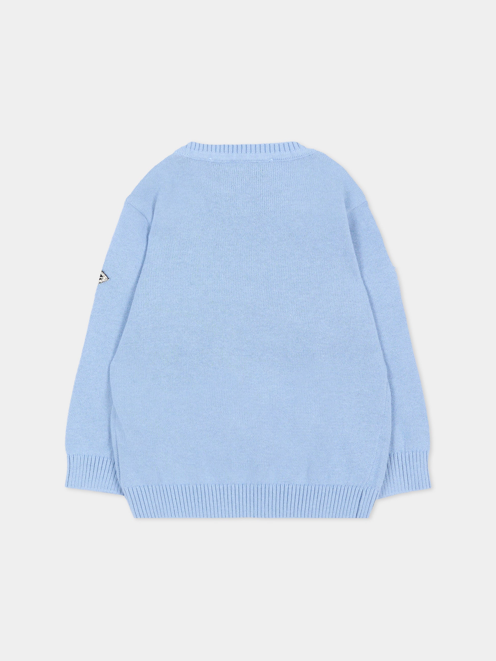 Maglione azzurro per neonato logo frontale,Roy Roger's Kids,RG187 0 3814