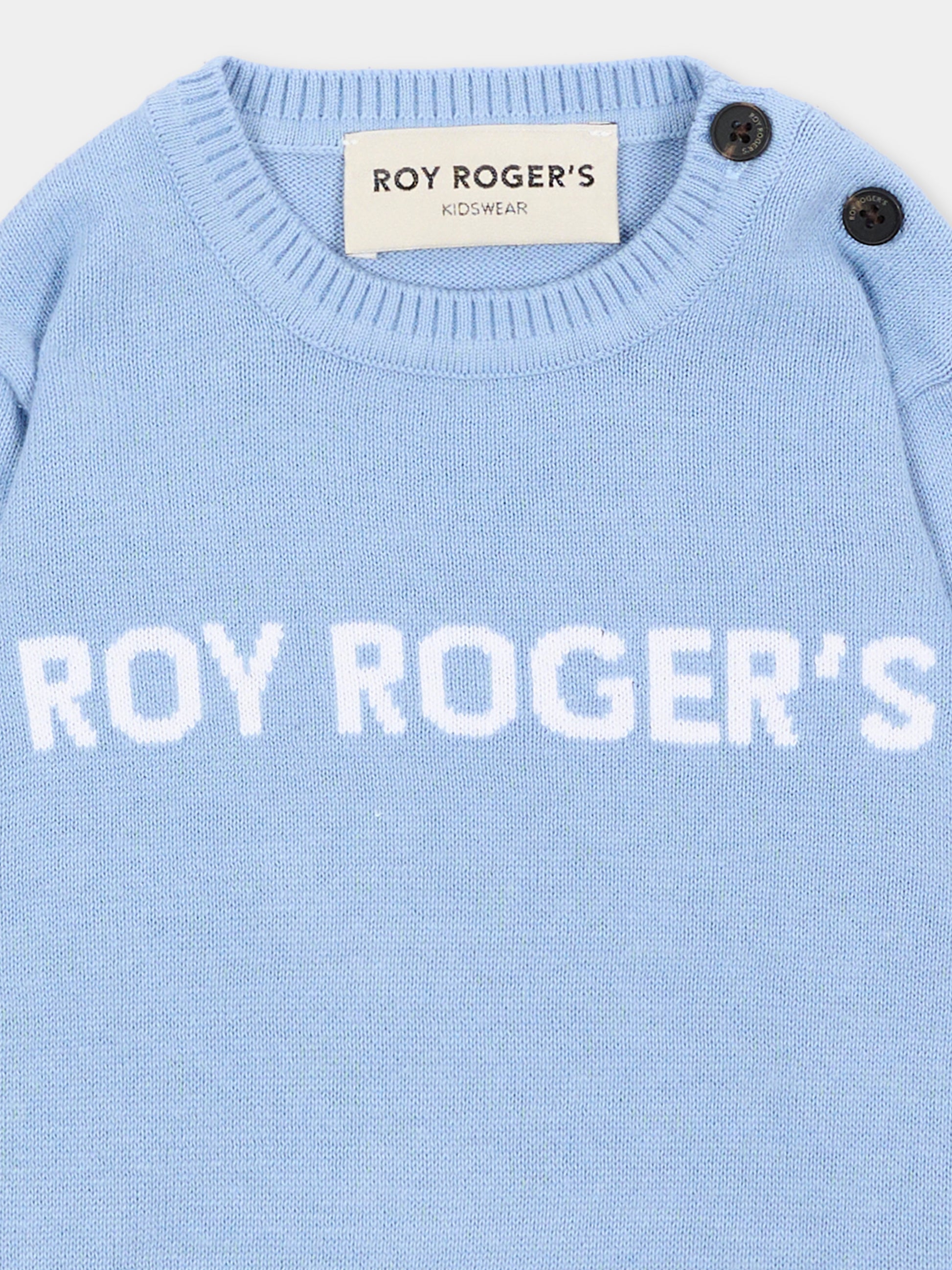 Maglione azzurro per neonato logo frontale,Roy Roger's Kids,RG187 0 3814