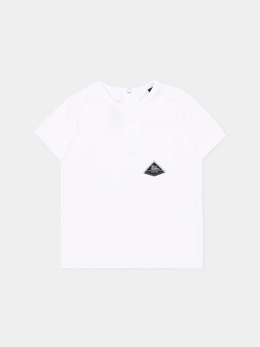 T-shirt a manica corta bianca per neonato tasca logo,Roy Roger's Kids,RG188 0 113