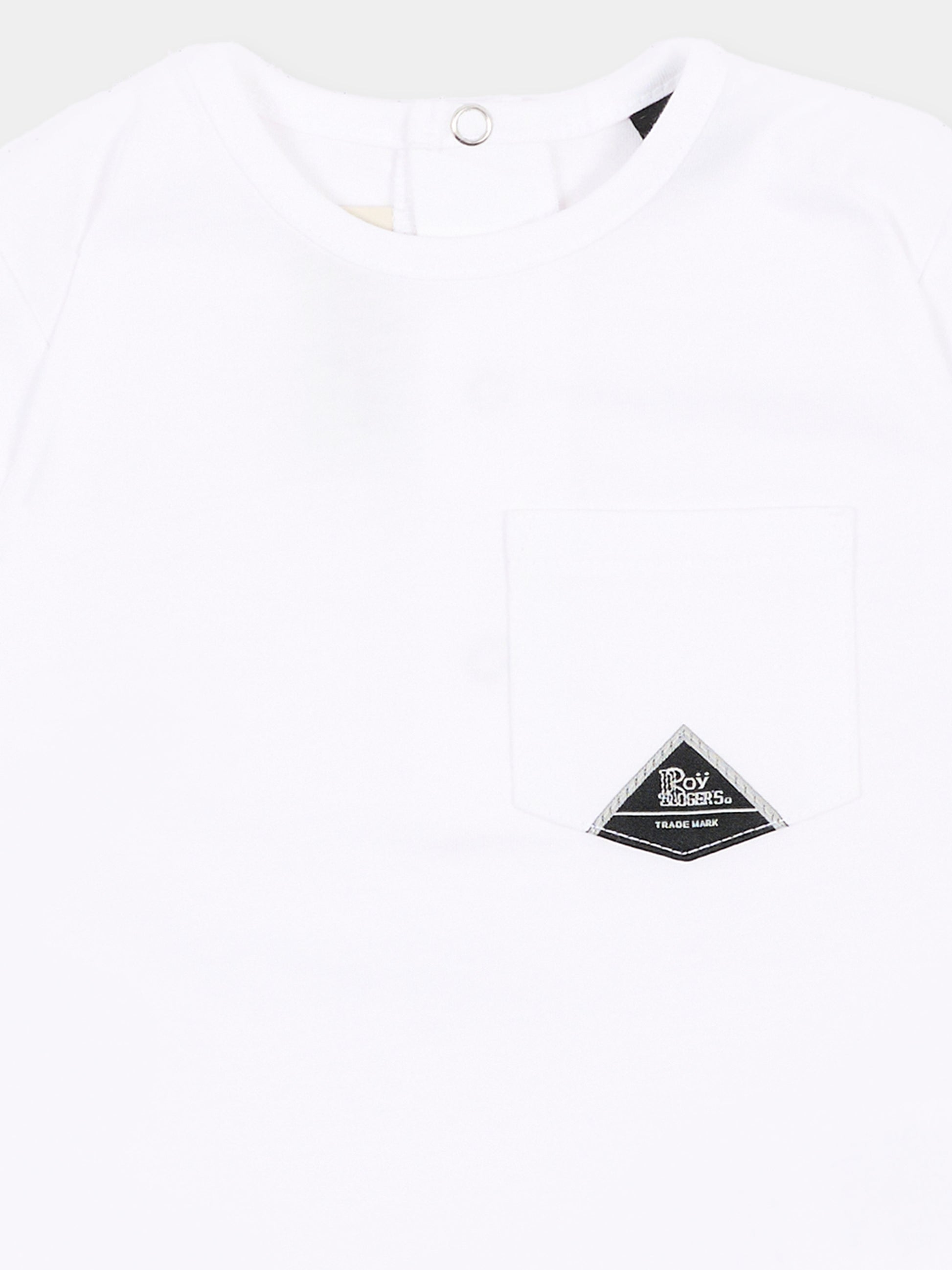 T-shirt a manica corta bianca per neonato tasca logo,Roy Roger's Kids,RG188 0 113