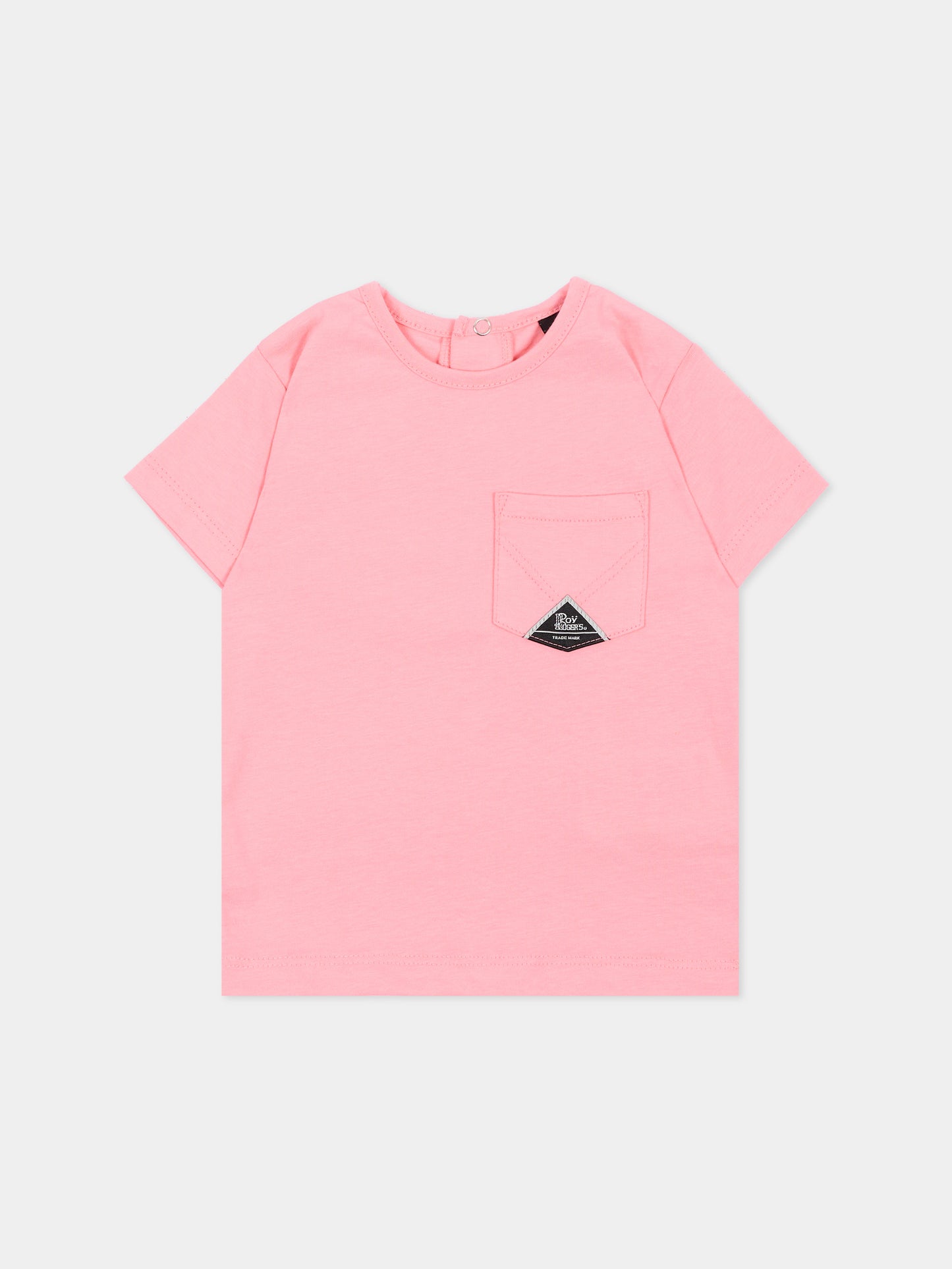T-shirt a manica corta rosa per neonata tasca logo,Roy Roger's Kids,RG188 0 2362