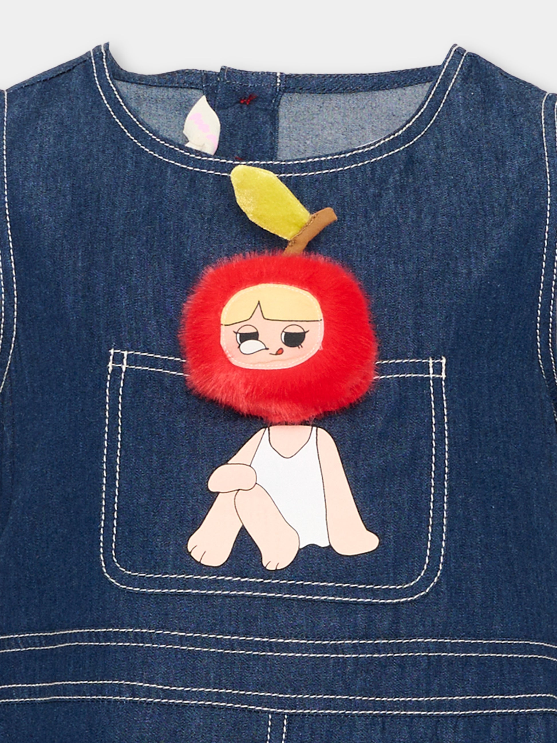 Vestito a manica corta blu per bambina,Poco Blush,SS26373