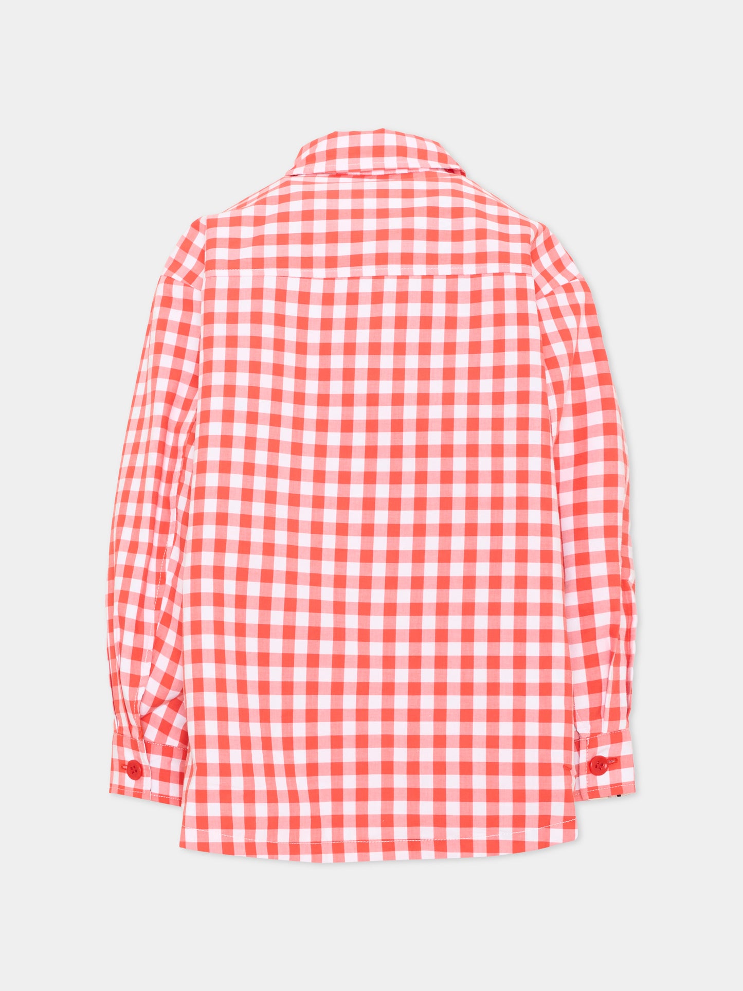 Camicia a manica lunga rossa per bambina reversibile,Poco Blush,SS26125