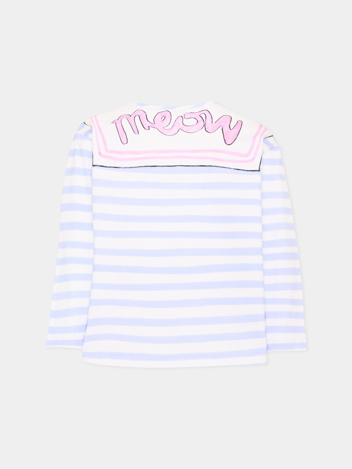 T-shirt a manica lunga blu per bambina stampa gatto,Poco Blush,SS26119