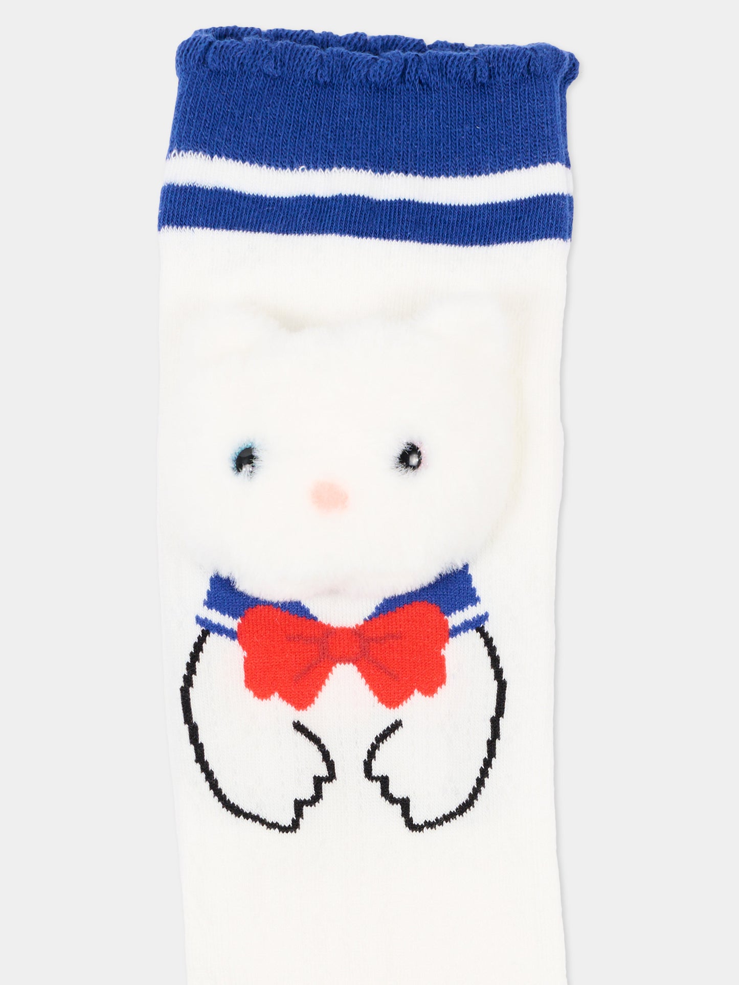 Calze blu con gattino per bambina,Poco Blush,SS261A03