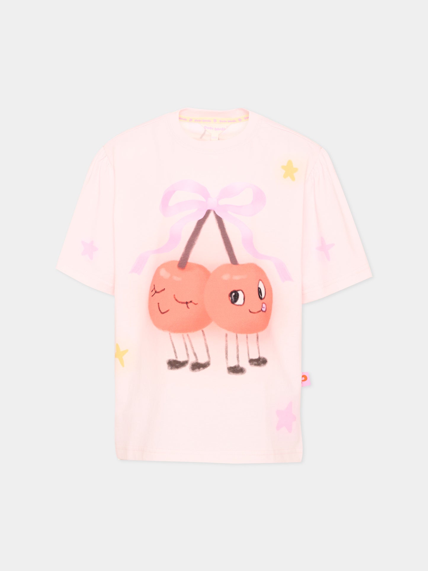 T-shirt a manica corta rosa per bambina stampa ciliegie,Poco Blush,SS26258