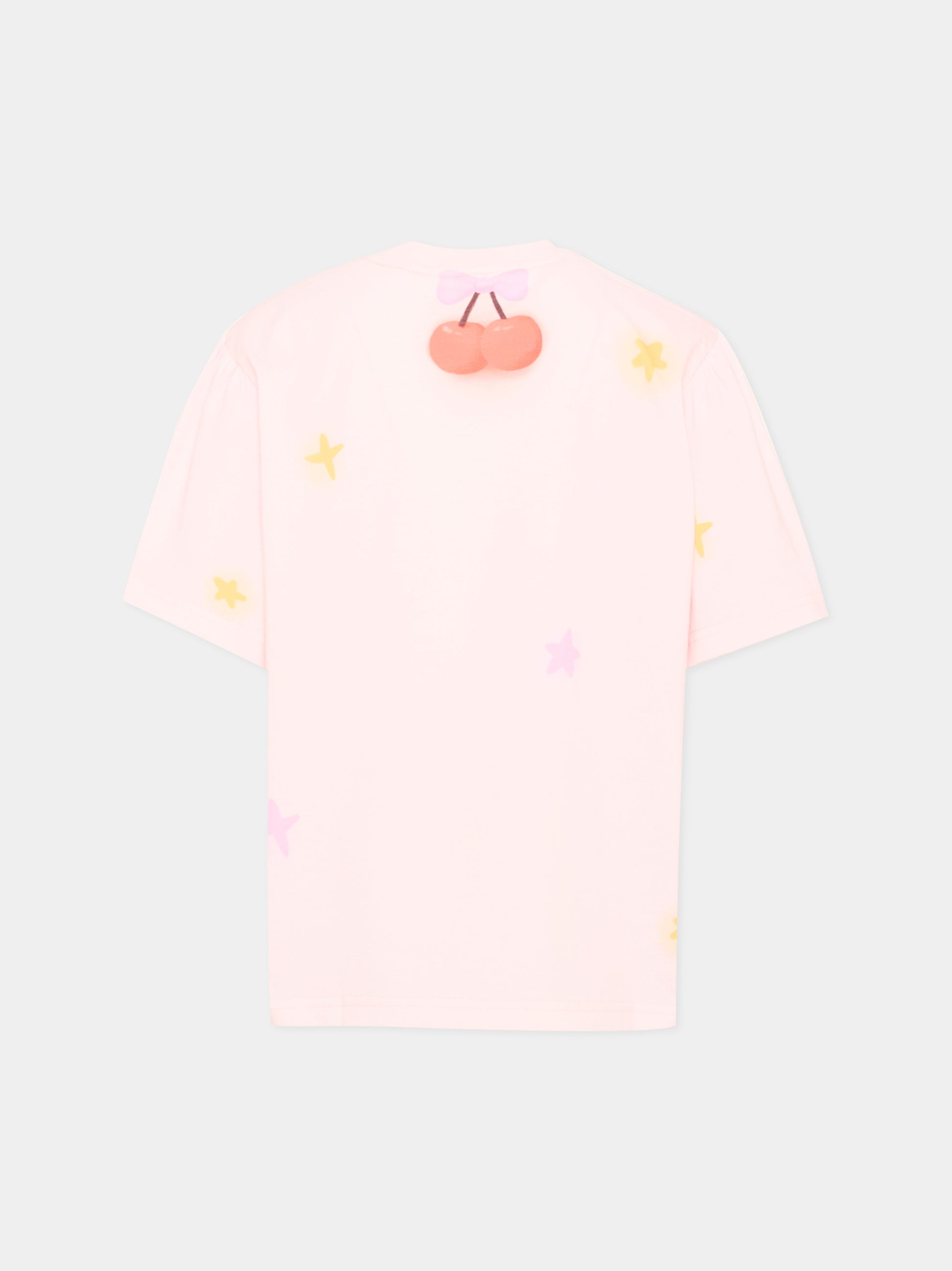 T-shirt a manica corta rosa per bambina stampa ciliegie,Poco Blush,SS26258