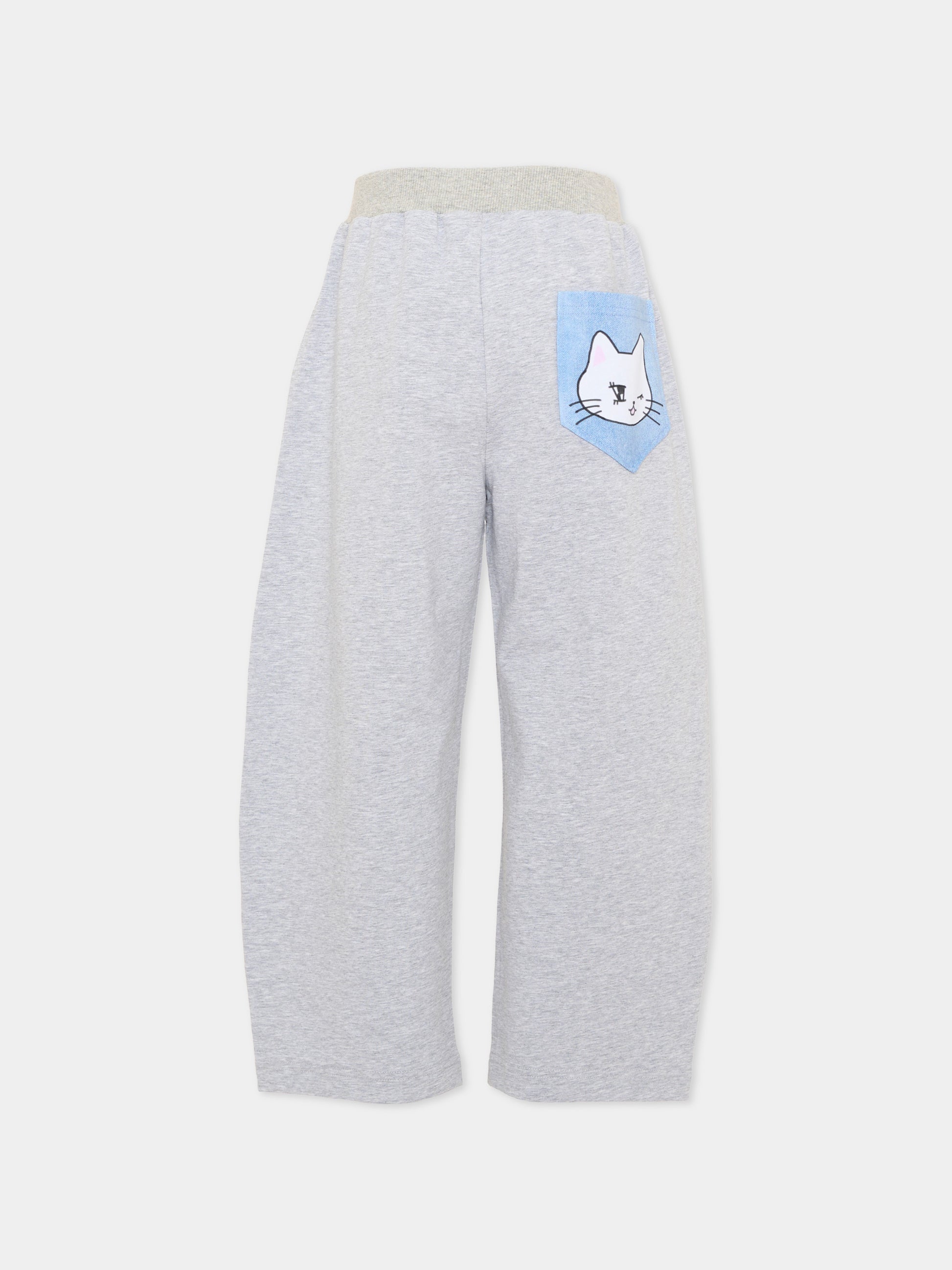 Pantalone blu per bambina con gatti,Poco Blush,SS26214