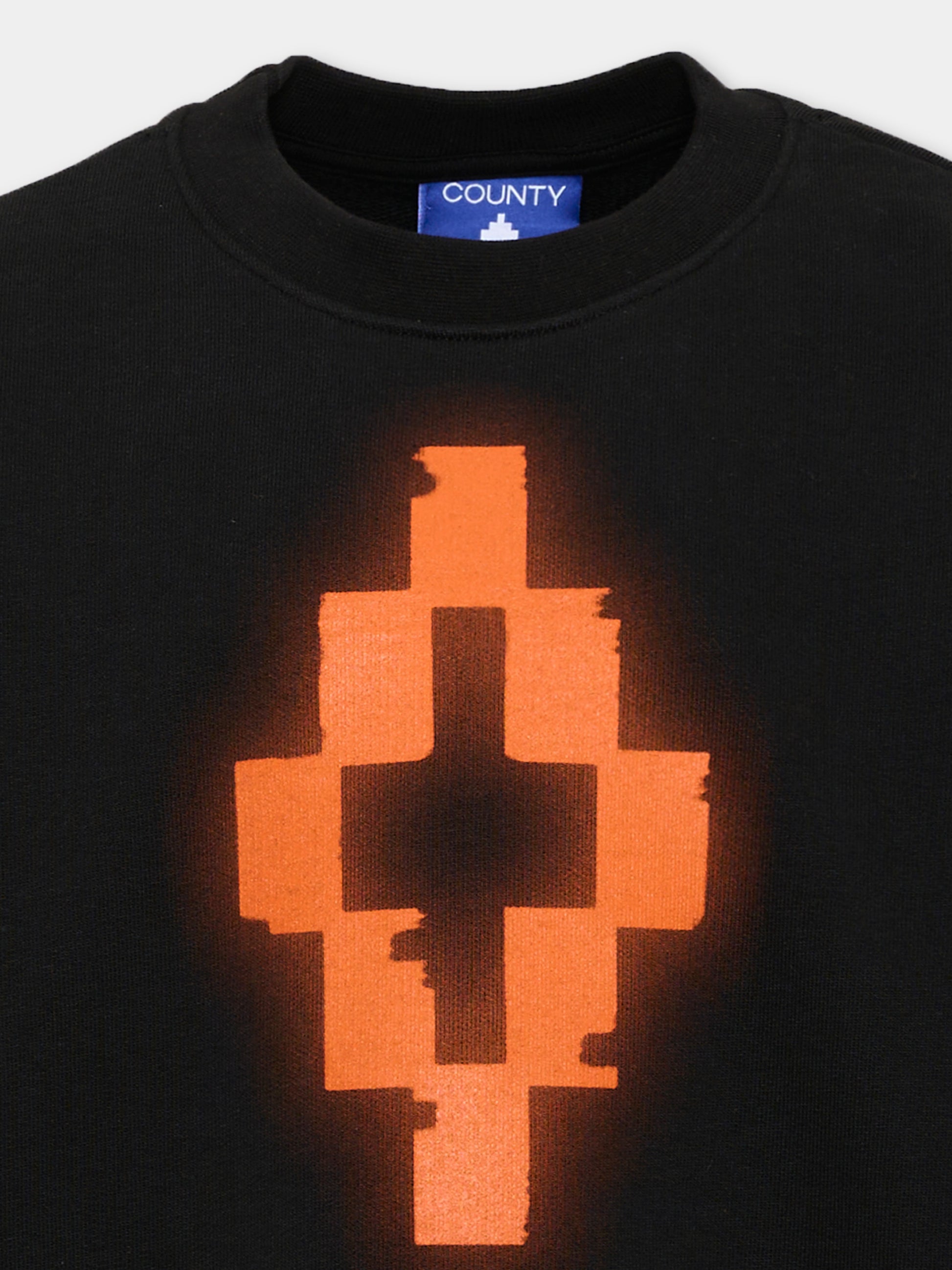 Felpa nera per bambino con logo,County Of Milan Kids,S6CMJBSW055 110