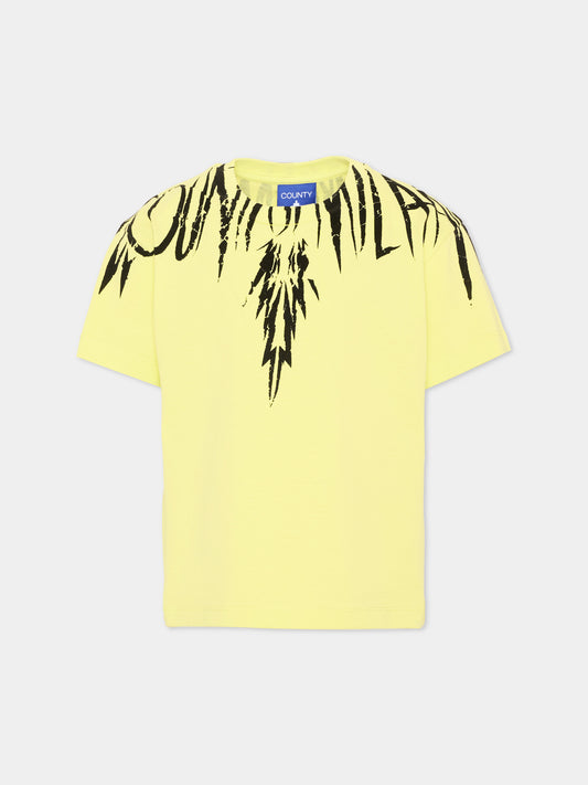 T-shirt gialla per bambino con ali,County Of Milan Kids,S6CMJBTH026 020