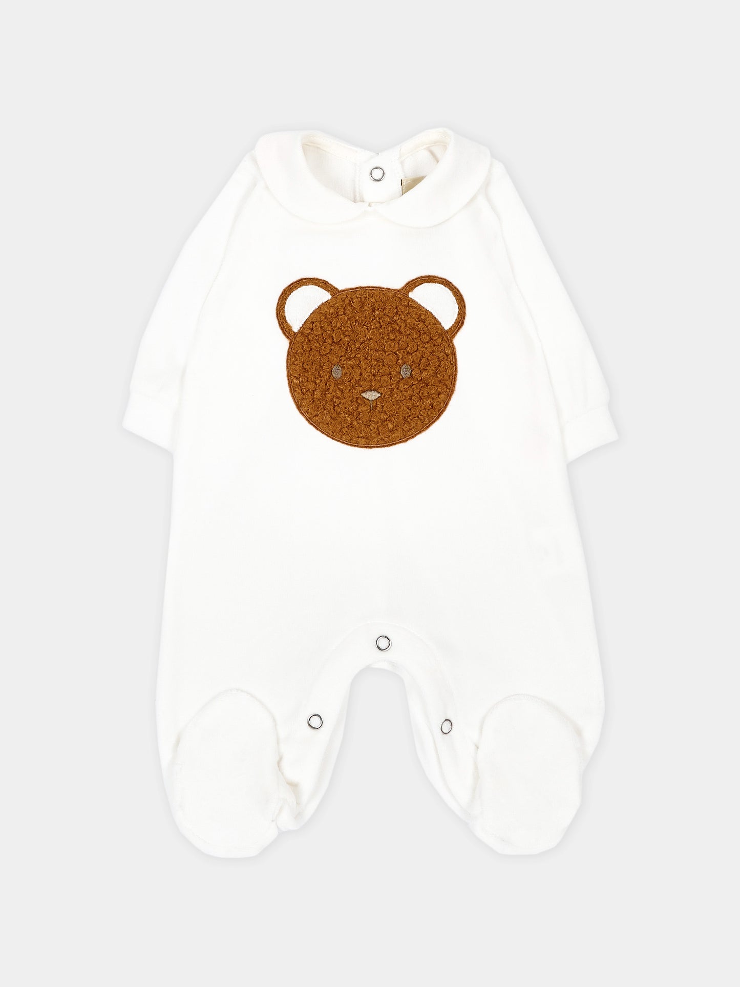Tutina avorio per neonati con orsetto in ciniglia,Le Boo Beebè,CB040 20
