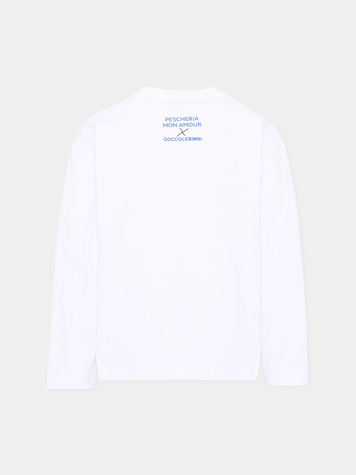 T-shirt a manica lunga bianca per bambini con frase,Pescheria Mon Amour,PMAK LS005 WHT