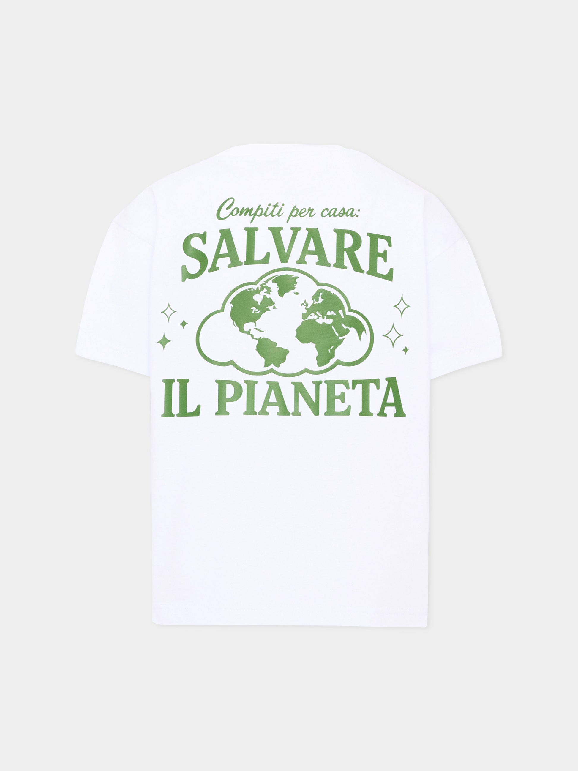 T-shirt a manica corta bianca per bambini con frase sul retro,Pescheria Mon Amour X Coccolebimbi,PMAK TS007 WHT