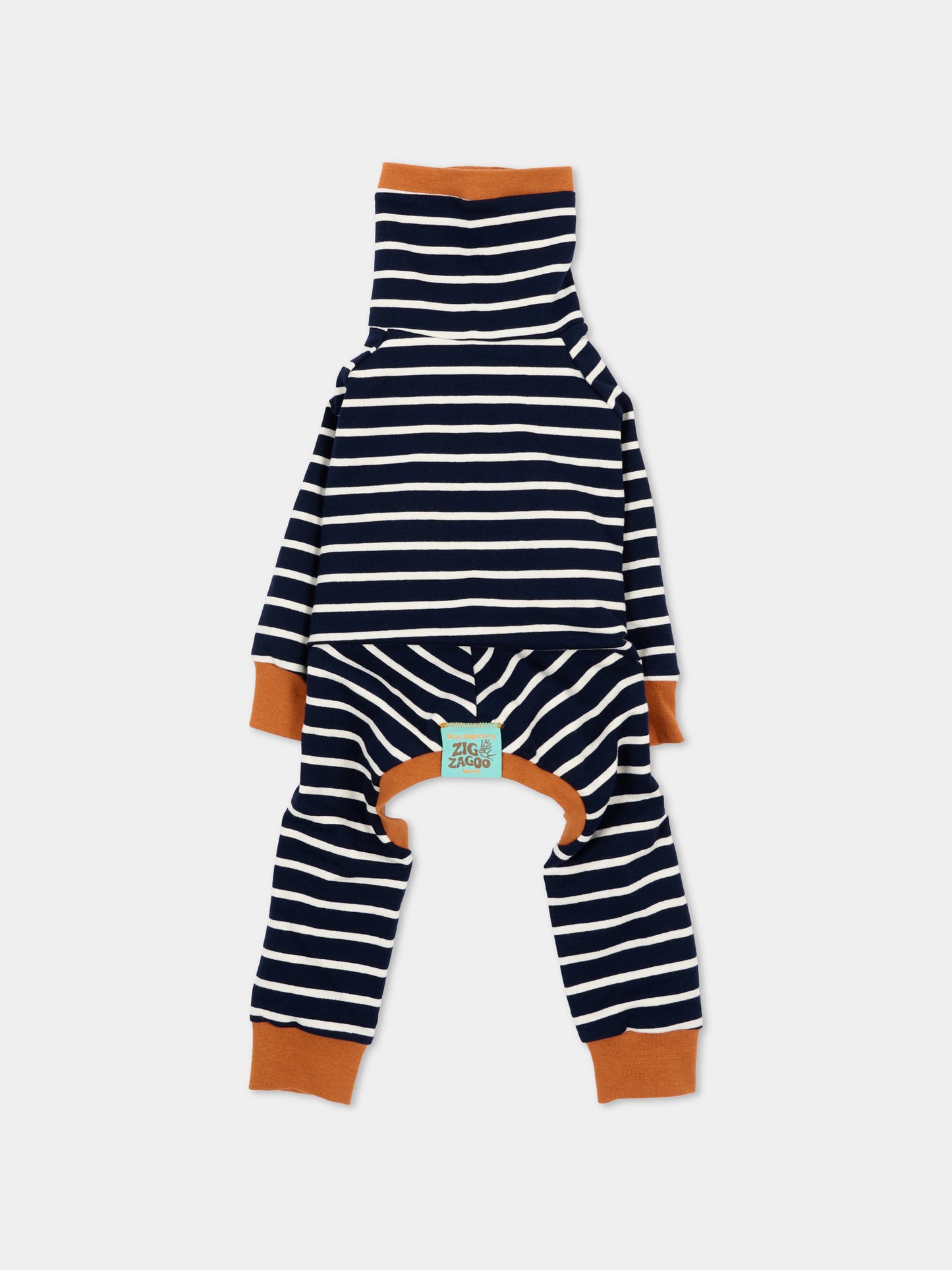 Tutina a 4 zampe Rascal blu per cani rigata,Zigzagoo,RASCAL BLU