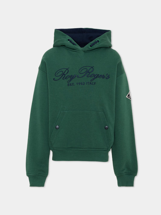 Felpa con cappuccio verde con logo,Roy Roger's Kids,R F101 00 4743