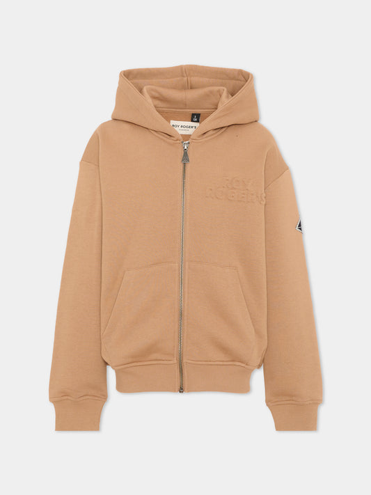 Felpa con cappuccio beige con zip,Roy Roger's Kids,R F124 00 0729