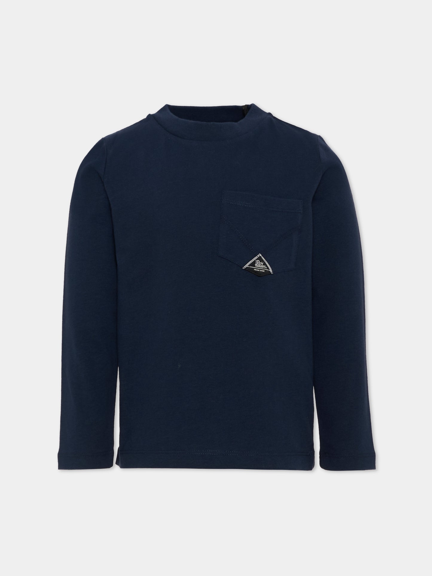 T-shirt a manica lunga blu con tasca,Roy Roger's Kids,R F127 00 3885